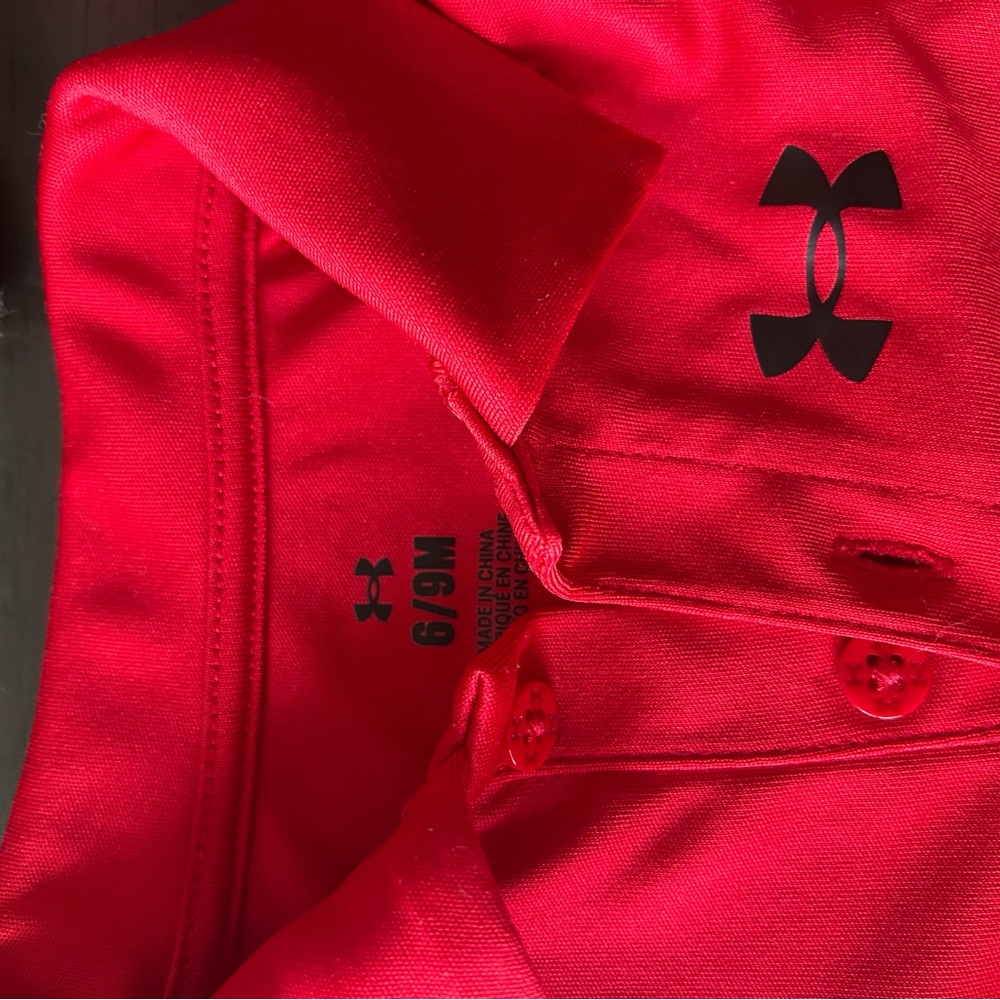Under Armour Bright Red Polo Onsie with Black Logo